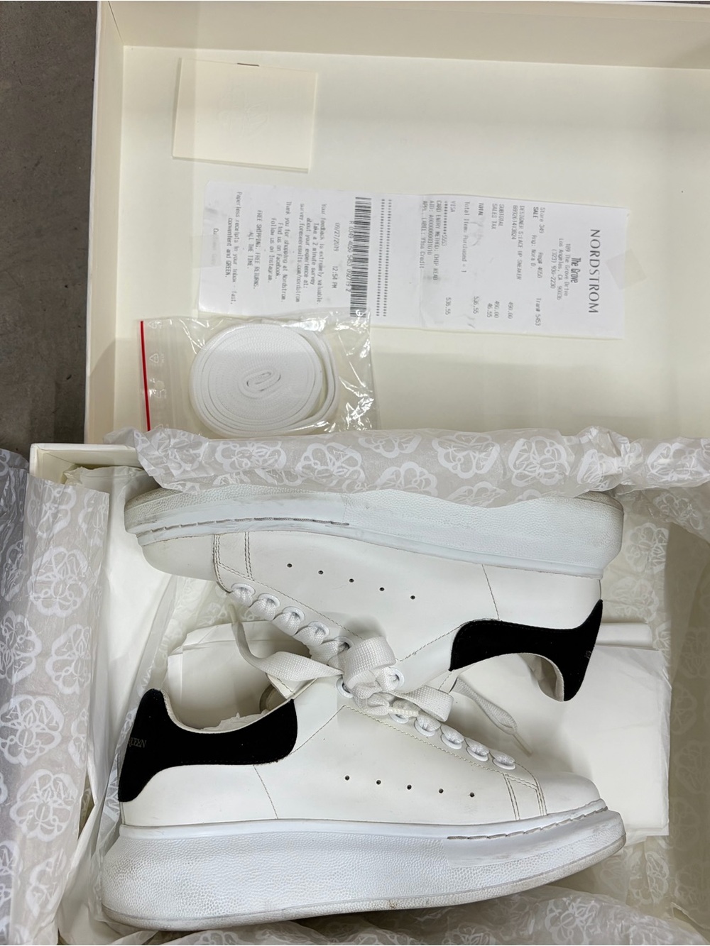 Alexander McQueen White Sneakers with Black Heel Tab - Picture 5 of 11